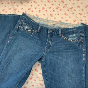 Y2k low rise, studded flare jeans